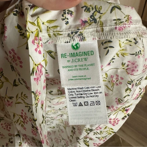 J Crew Tie-Sleeve Button-Front Poplin Top Meadow Floral Size M - Picture 13 of 15